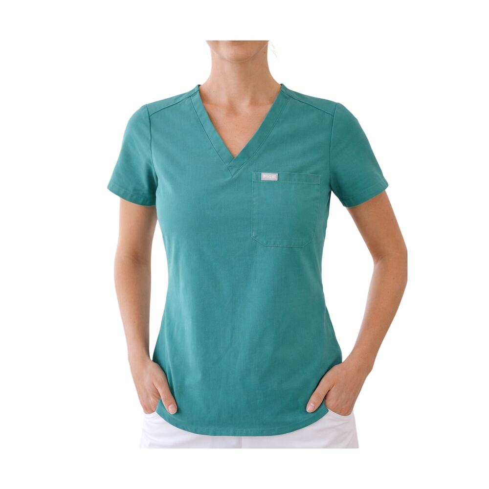FIGS Technical Collection Scrub Top Teal XXS V-Neck Healthcare